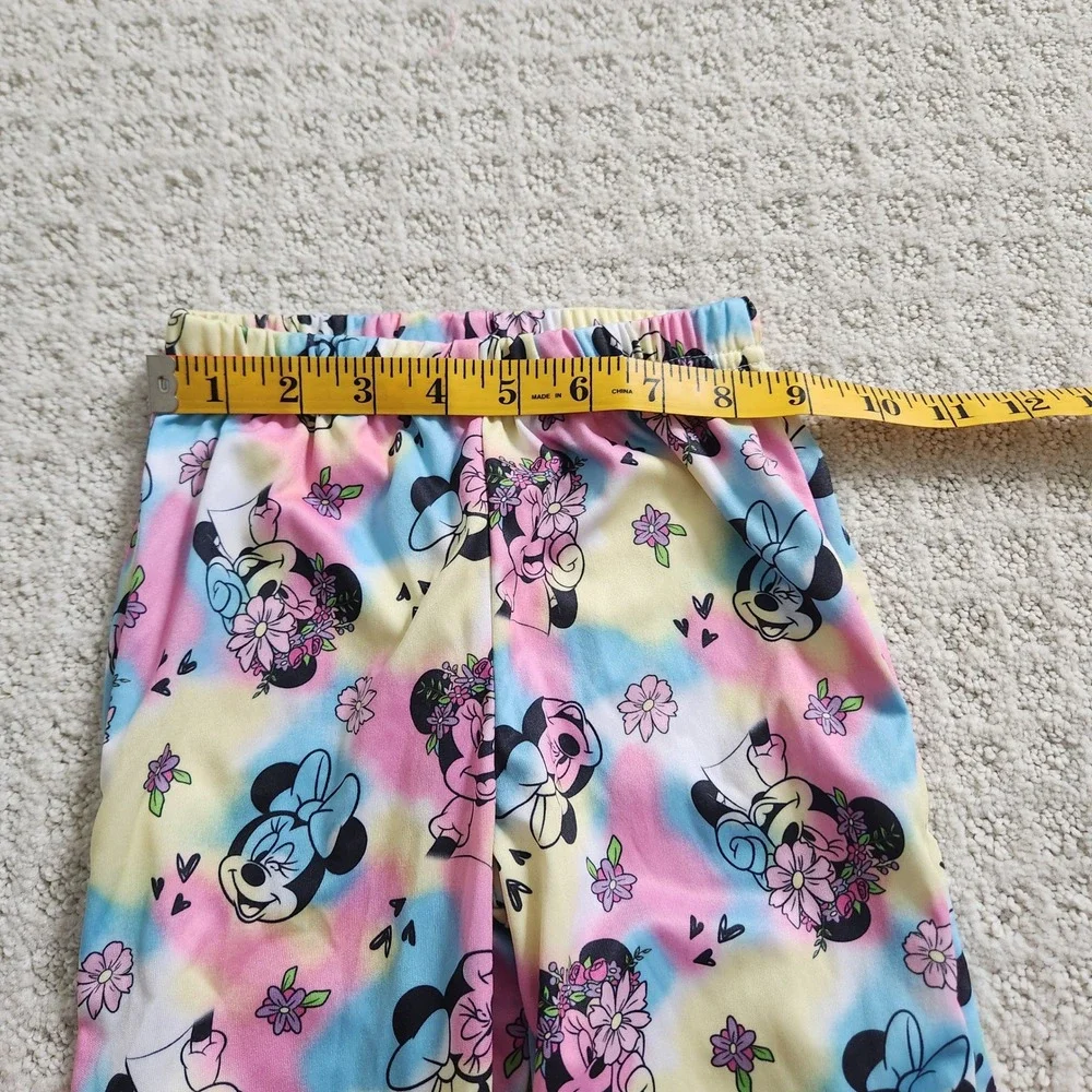 Disney Junior Minnie Mouse Pajama Set Girls 2T Pink Tie‎ Dye Floral Hearts